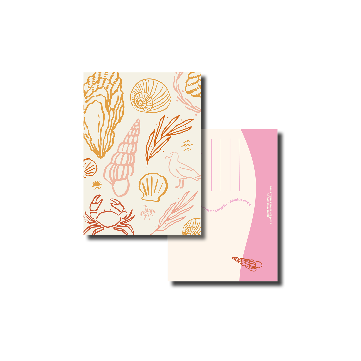 Handgetekende wenskaart A6 zomerse illustratie – zomer, strand en vrolijke kleuren