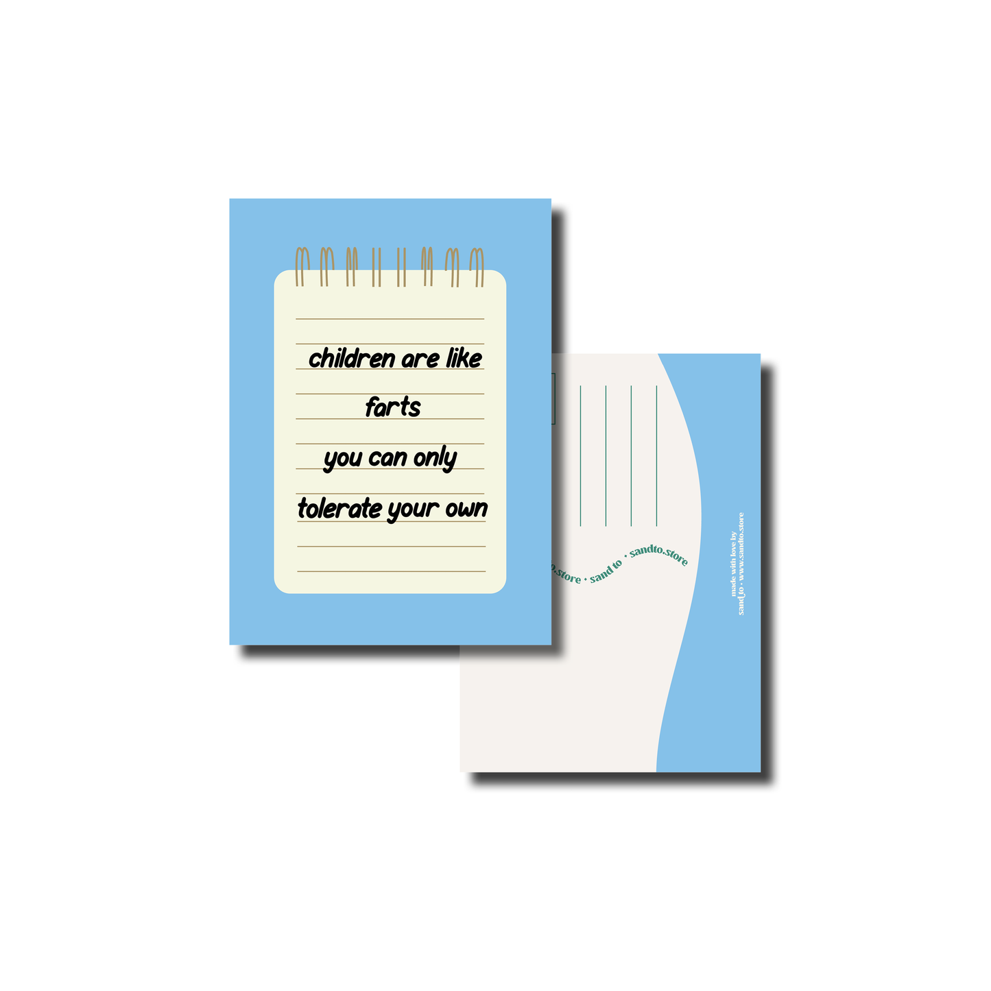 Grappige Wenskaart A6 – “Children Are Like Farts” – Envelop Optioneel