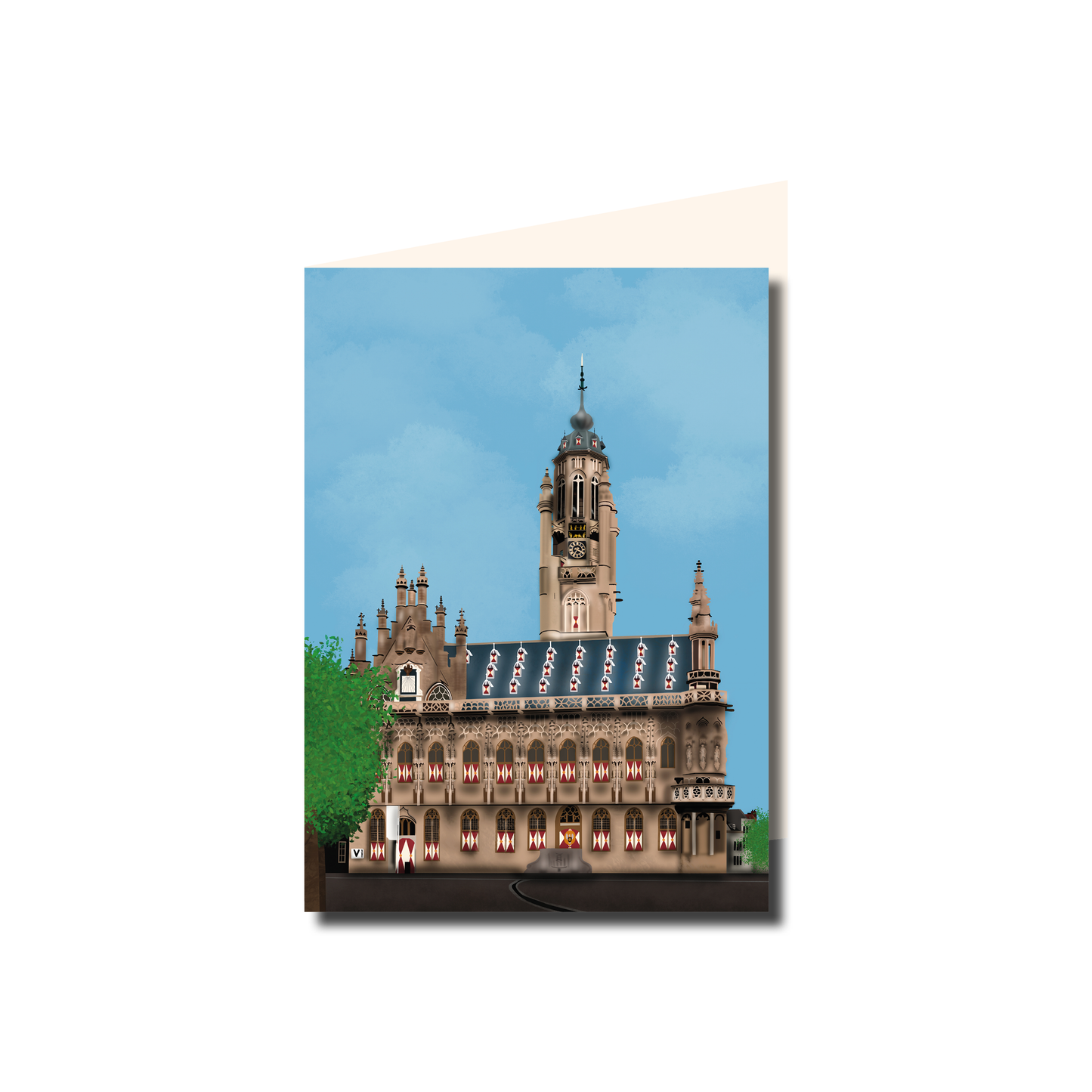 Gevouwen Kaart A6 – Oude Stadhuis Middelburg – Inclusief Envelop