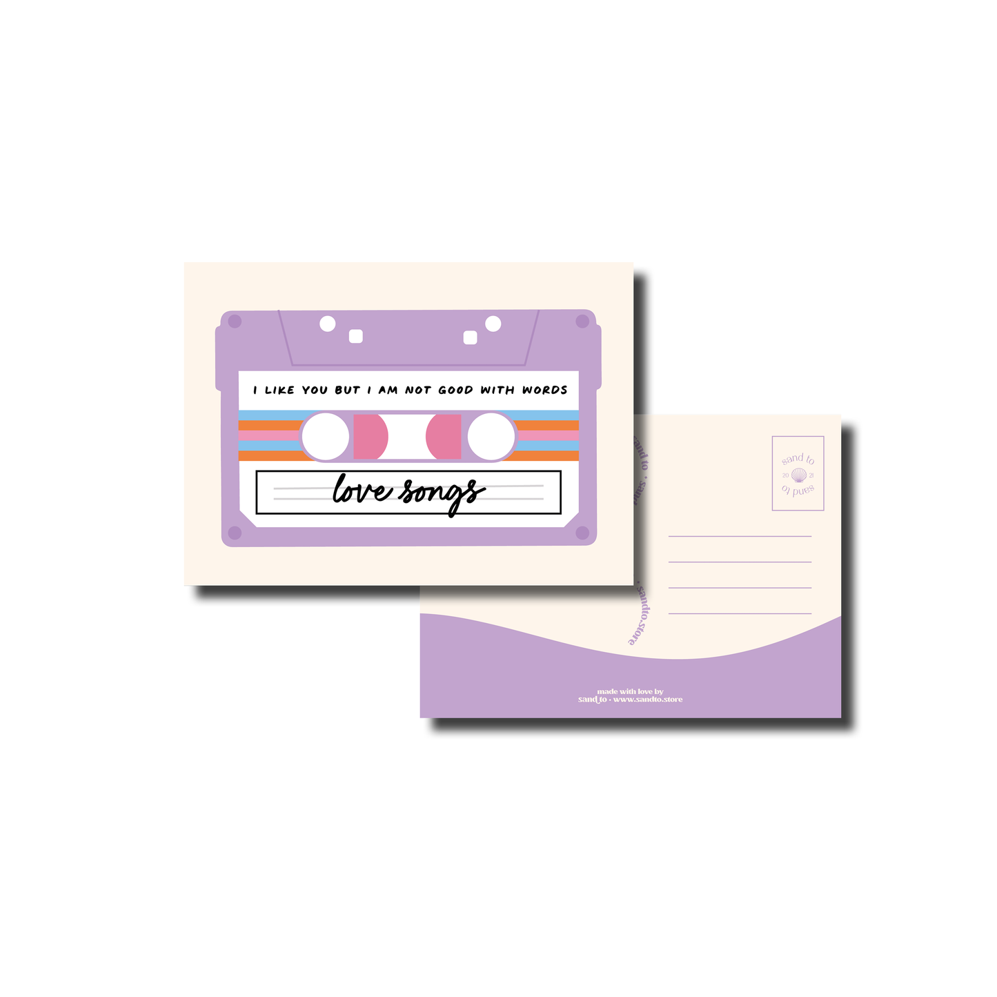 Liefdeskaart A6 – Cassette met “Love Songs” – Envelop Optioneel