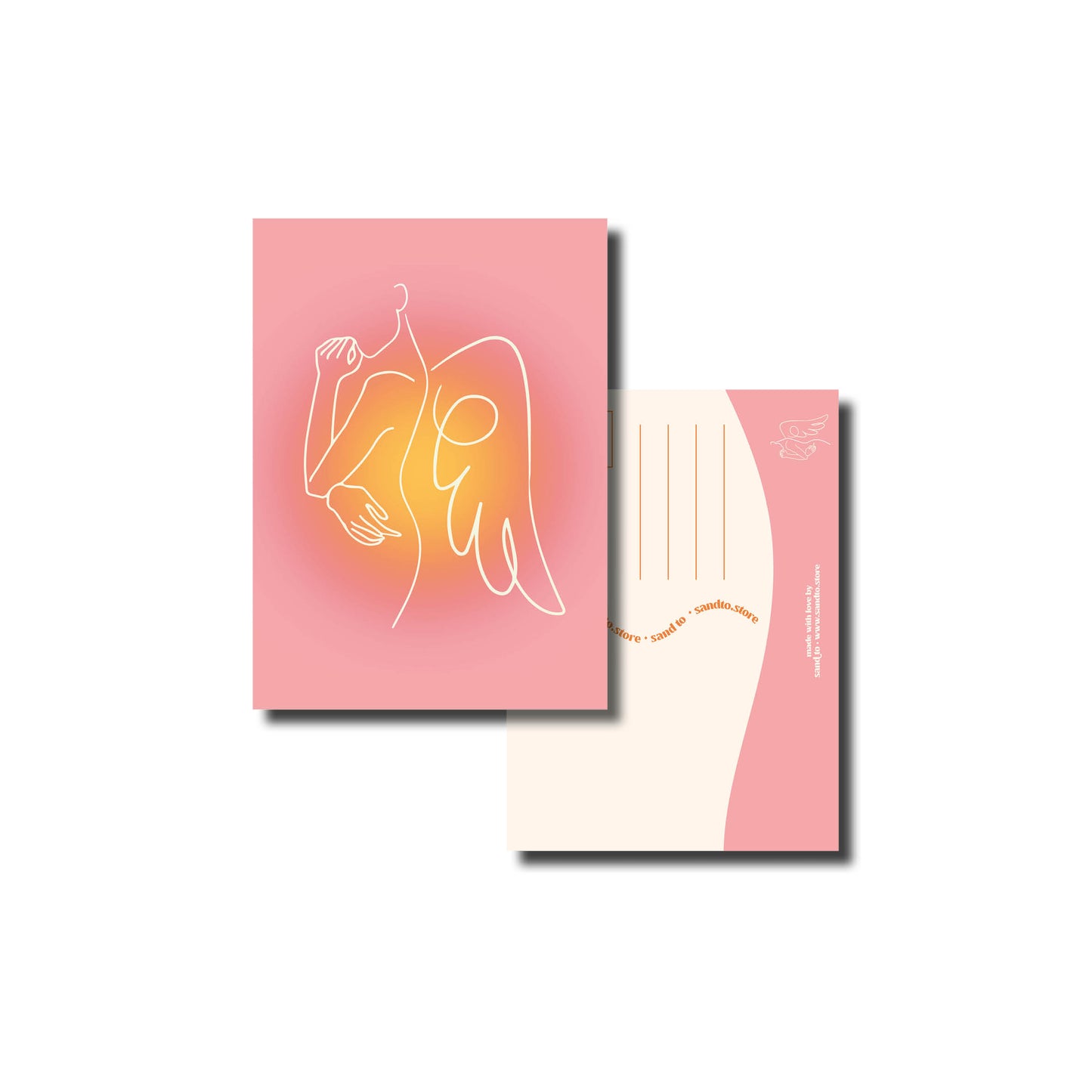 Kaart A6 – Lijnillustratie Engel – Minimalistische Illustratie – Envelop Optioneel