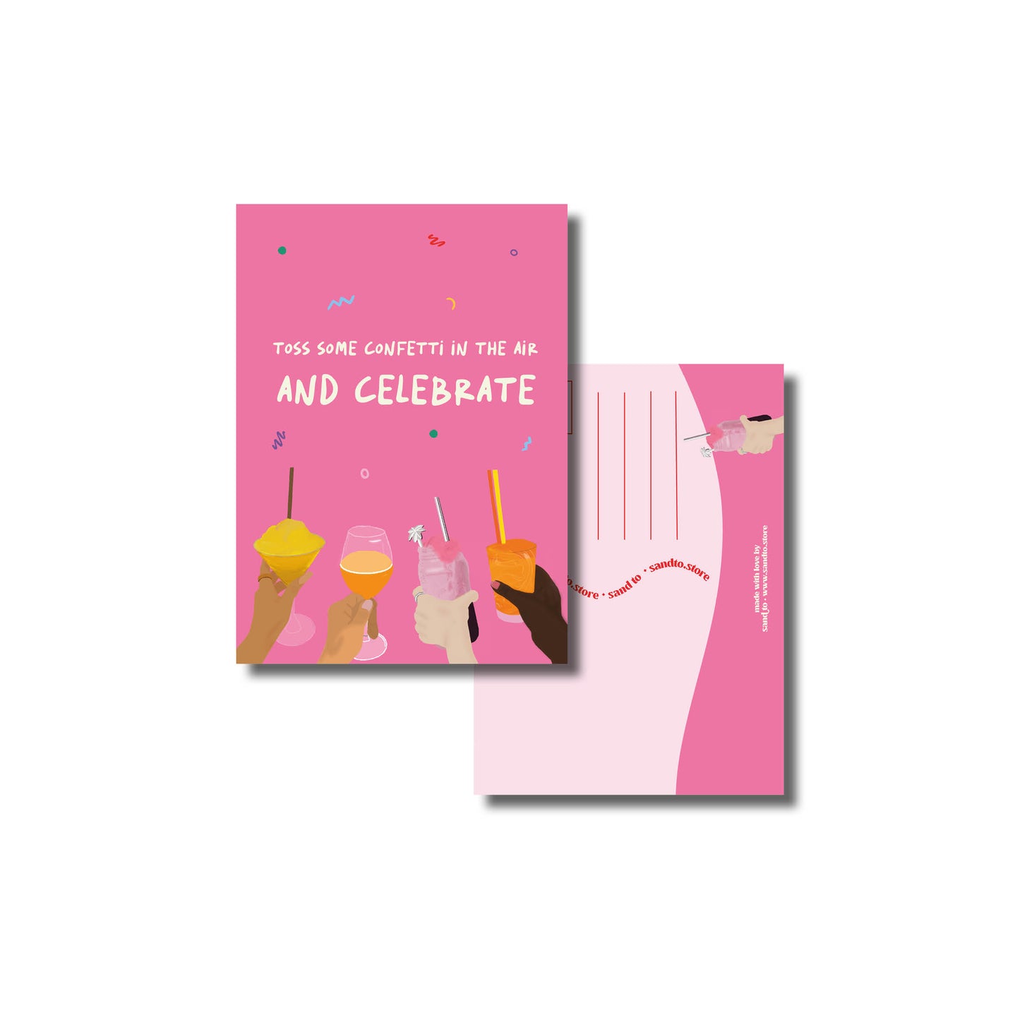 Confetti celebrate kaart roze