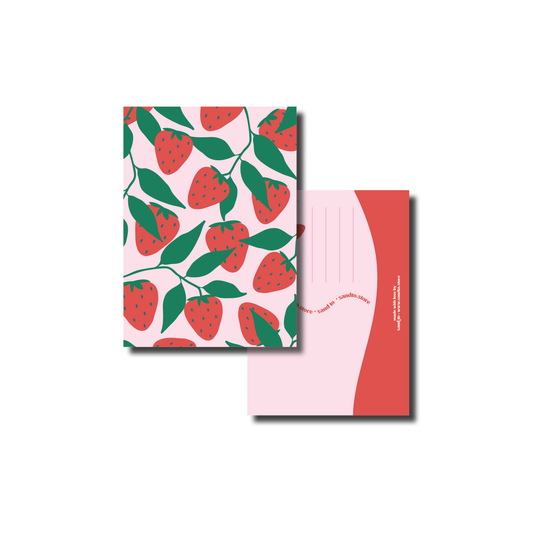 Aardbei Wenskaart A6 – Envelop Optioneel