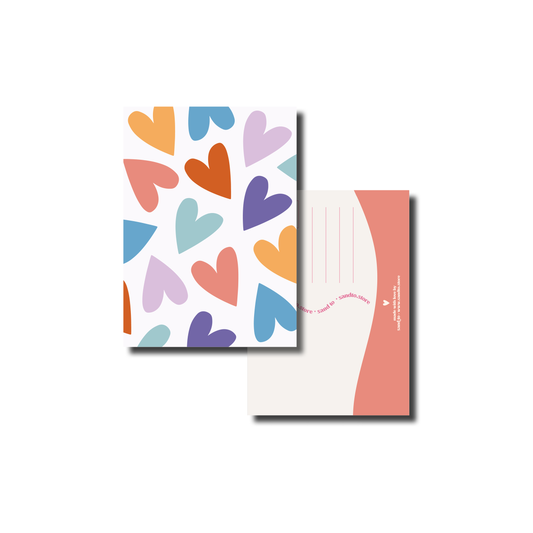Liefdevolle Wenskaart A6 – “Hartjes” – Envelop Optioneel