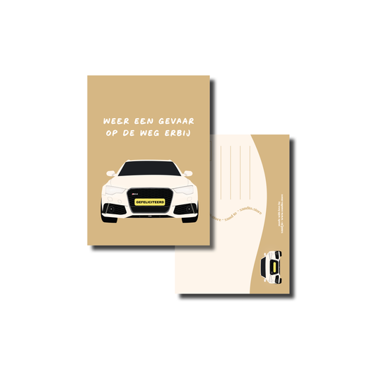 Grappige Rijbewijs Kaart A6 – “Weer een Gevaar op de Weg Erbij” – Goud – Envelop Optioneel