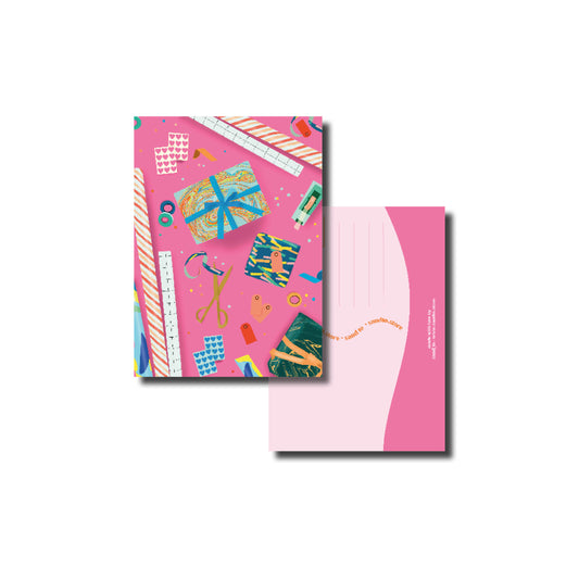 Kaart A6 – Present – Felroze Cadeau Illustratie – Envelop Optioneel