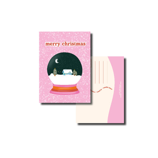 Wenskaart A6 – Merry Christmas – Sneeuwbol Illustratie – Envelop Optioneel