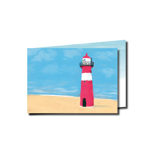 Gevouwen Wenskaart A6 – Vuurtoren Noorderhoofd (Westkapelle Laag) – Inclusief Envelop