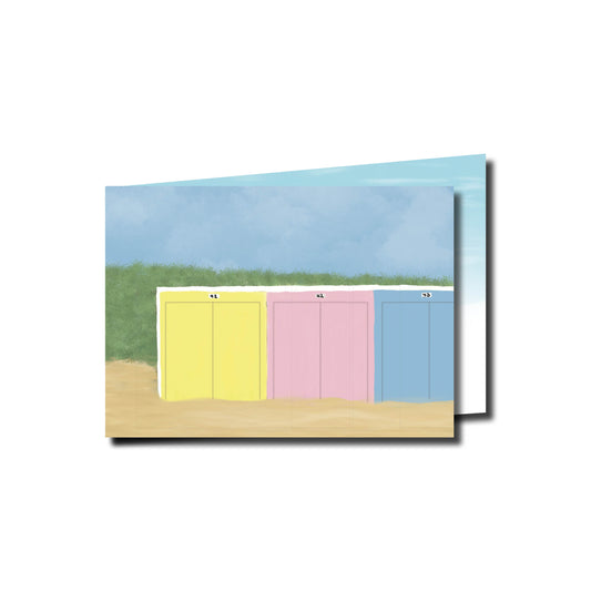 Gevouwen Wenskaart A6 – Strandhuisjes Oostkapelle – Inclusief Envelop