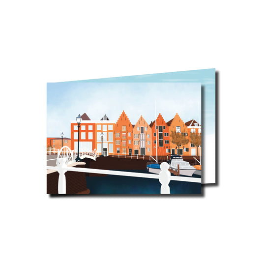 Gevouwen Wenskaart A6 – Spijkerbrug Middelburg – Inclusief Envelop