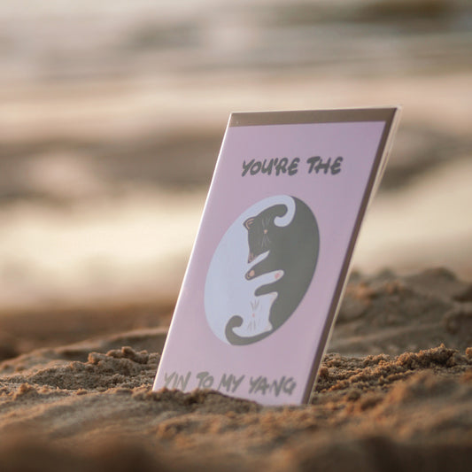Wenskaart A6 – You’re the Yin to My Yang – Illustratie met Katten – Envelop Optioneel