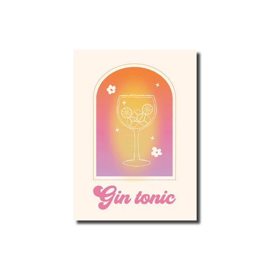 Gin tonic retro poster a4